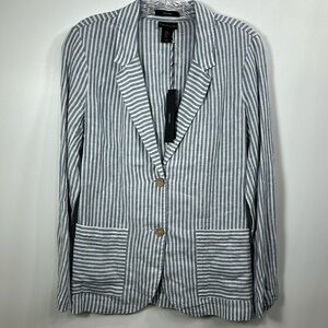 Tahari 100% linen blue and white striped jacket size small. NWT.